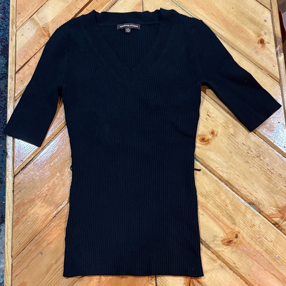 Adrienne Vittadini Black V-Neck Sweater